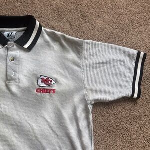 NFL Team KC Chiefs Gray Polo Shirt with Black Trim